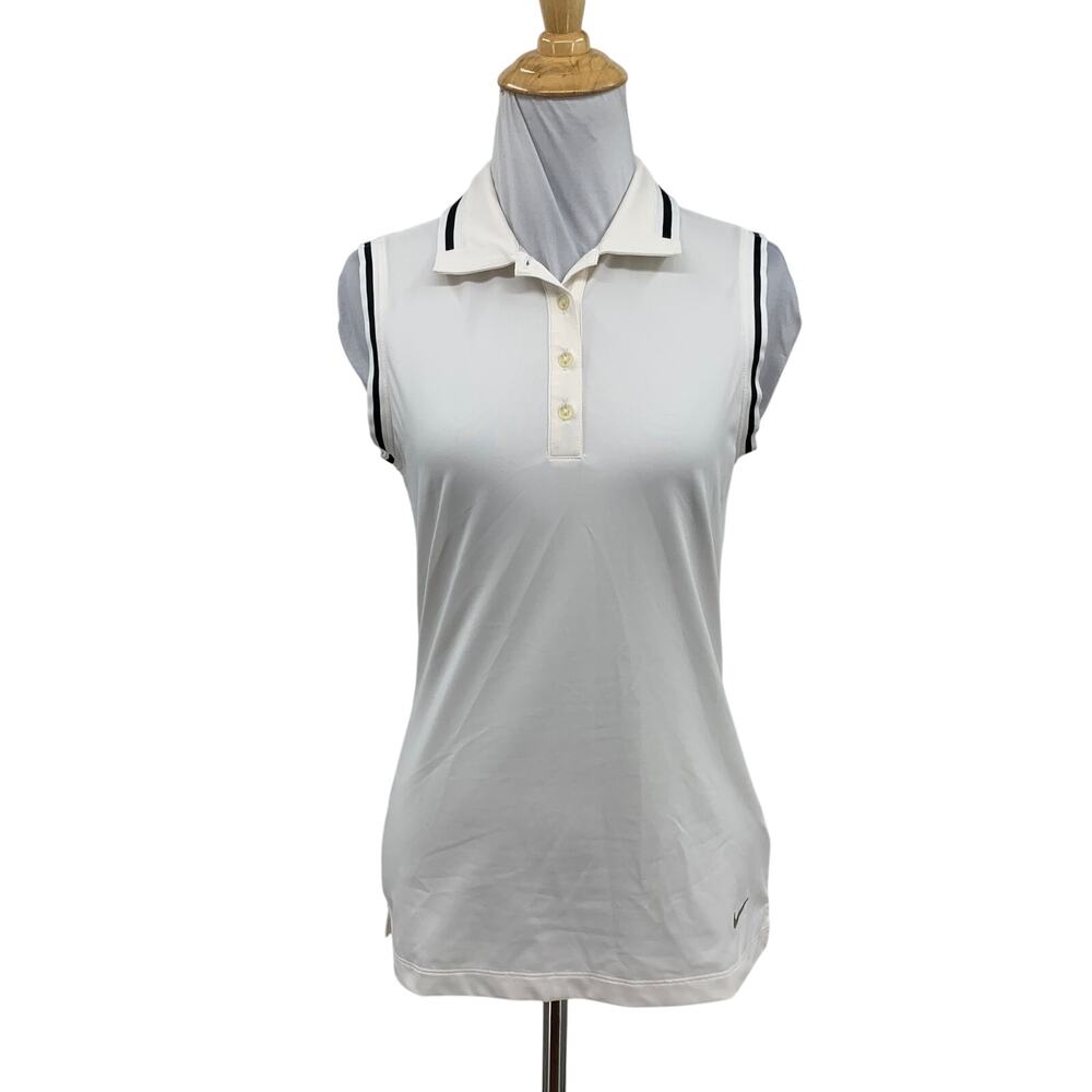 Nike Golf Shirt Womens XS Extra Small White Black Tour Performance Dri Fit Polo